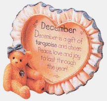 Enesco Cherished Teddies Plaque - December With Birthstone