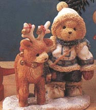 Enesco Cherished Teddies Figurine - Nils - Near And Deer For Christmas