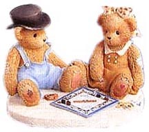 Enesco Cherished Teddies Figurine - Jerald And Mary Ann - What Would Game Night Be Without You