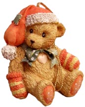 Enesco Cherished Teddies Ornament - Bear With Red Stocking Hat