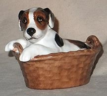 Royal Doulton Animal Figurine - Terrier Sitting in Basket