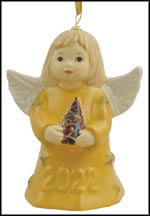 2022 Angel With Christmas Tree - Yellow Gold Angel Bell