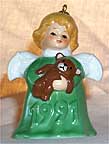 1991 Angel With Teddy Bear - Green Angel Bell