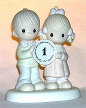 Enesco Precious Moments Figurine - God Blessed Our Years Together With So Much Love And Happiness - 1st Anniversary