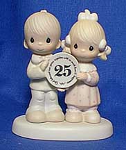 Enesco Precious Moments Figurine - God Blessed Our Years Together With So Much Love And Happiness-25th Anniversary
