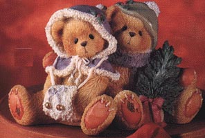 Enesco Cherished Teddies Figurine - Cheryl & Carl - Wishing You A Cozy Christmas