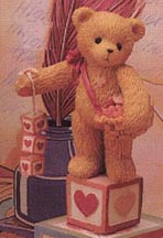 Enesco Cherished Teddies Figurine - Hearts Dangling Mini Blocks