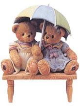 Enesco Cherished Teddies Figurine - Carter & Elsie - We're Friends Rain Or Shine