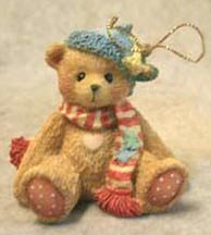 Enesco Cherished Teddies Ornament - Bear With Green Stocking Hat