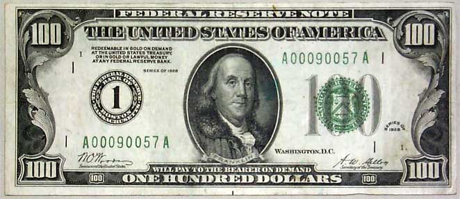 United States Currency - $100 Federal Reserve Note 1928-93