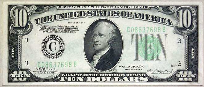 United States Currency - $10 Federal Reserve Note 1928-1995