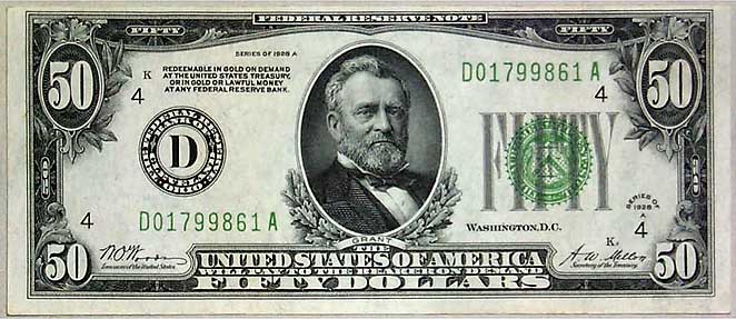 United States Currency - $50 Federal Reserve Note 1928-