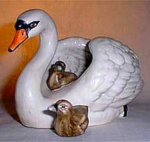 Swan And Cygnets Bird Figurine