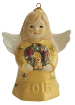 2018 Angel With Wreath - Gold Angel Bell