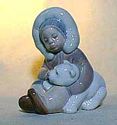 Lladro Figurine - Eskimo Playing with Bear