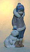Lladro Figurine - Eskimo Boy with Pet