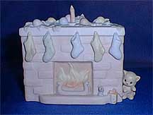 Enesco Precious Moments Figurine - Christmas Fireplace