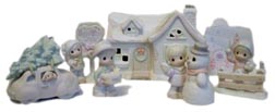 Precious Moments Sugar Town Figurines - Sam's House - Complete Set