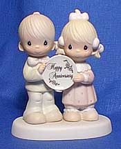 Enesco Precious Moments Figurine - God Blessed Our Years Together With So Much Love And Happiness - Happy Anniversary