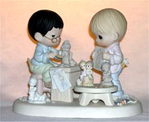 Enesco Precious Moments Figurine - How Can Two Work Together Except They Agree